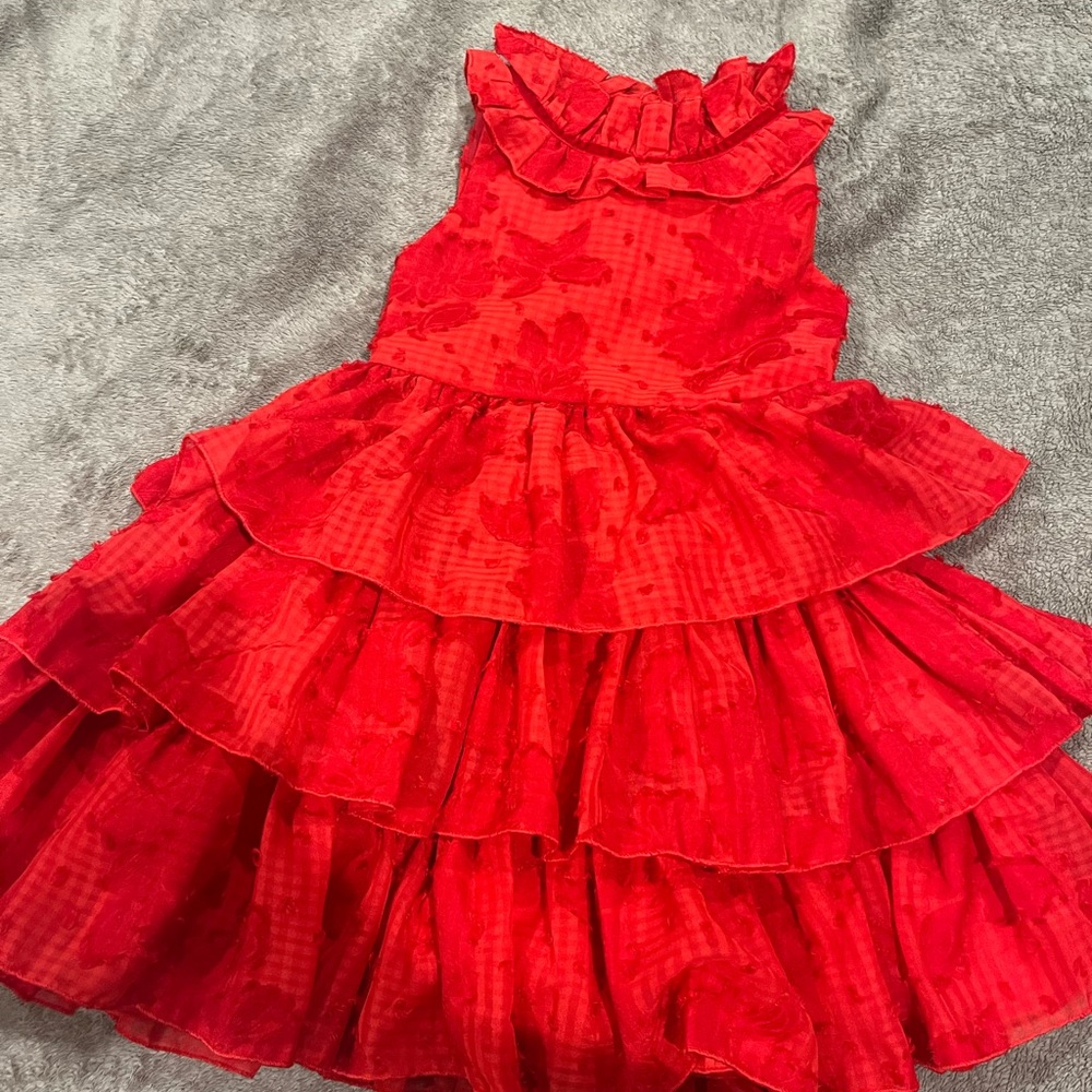 Trish Scully Vibrant Red Ruffled Dress 4T